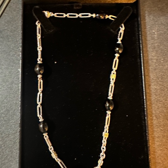 JUDITH RIPKA
STERLING SILVER AND 18KYG DIAMOND AND BLACK ONYX CHAIN 16" - Picture 8 of 10